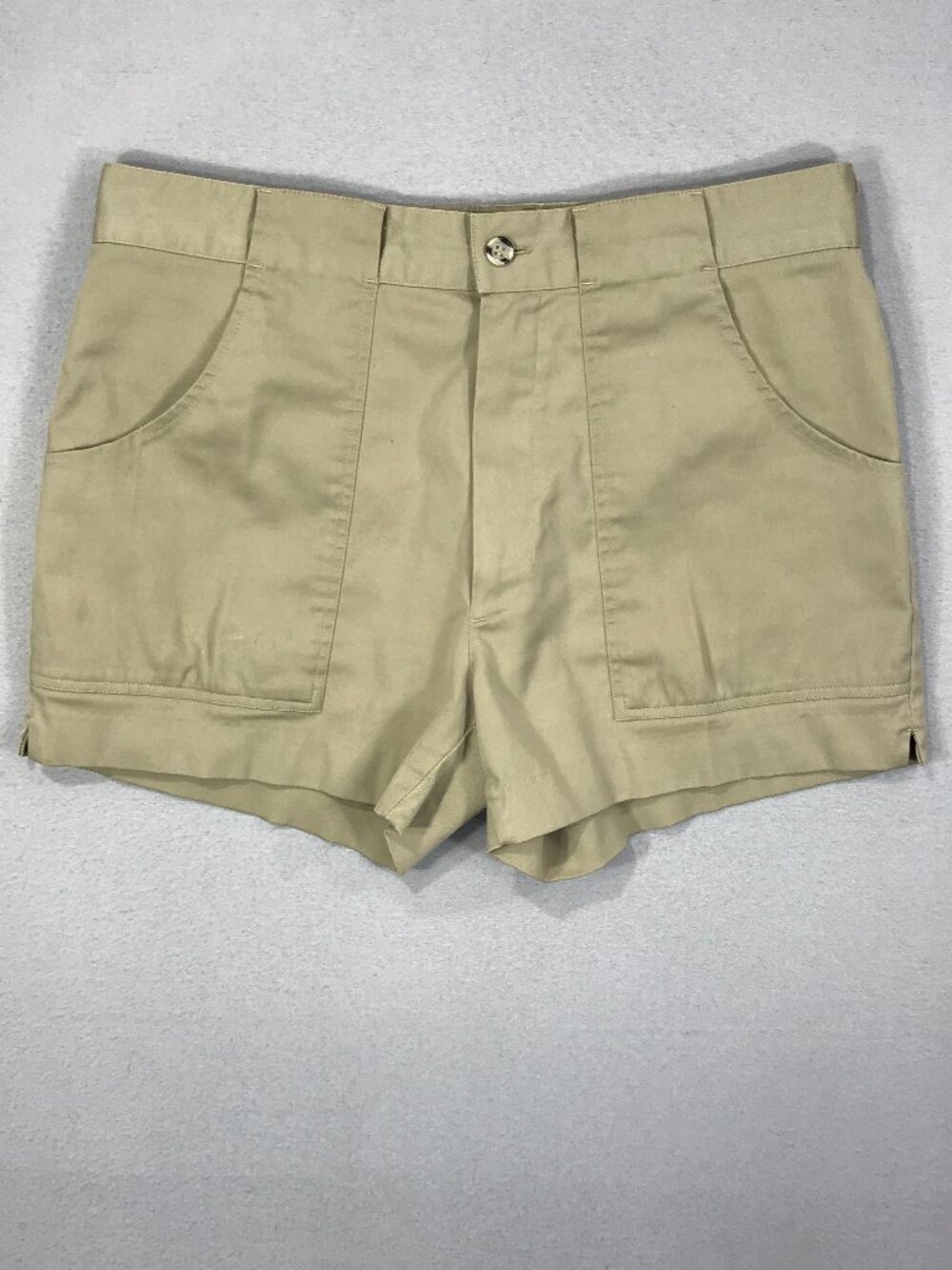 Lands' End Shorts Womens 14 Brown Khaki Paperbag Flat Front Stretch Camp Outdoor